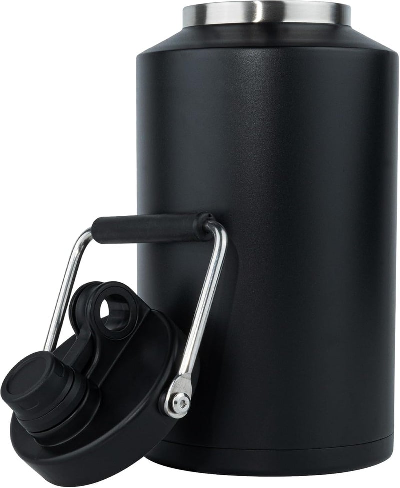 Kerilyn Insulated Gallon Jug with Handle, One Gallon, 128oz Stainless Steel, Large Double Vacuum Water Bottle for Hot & Cold Drinks, Wide Mouth, Sweat Proof, Great for Travel, Camping, Black - Image 1